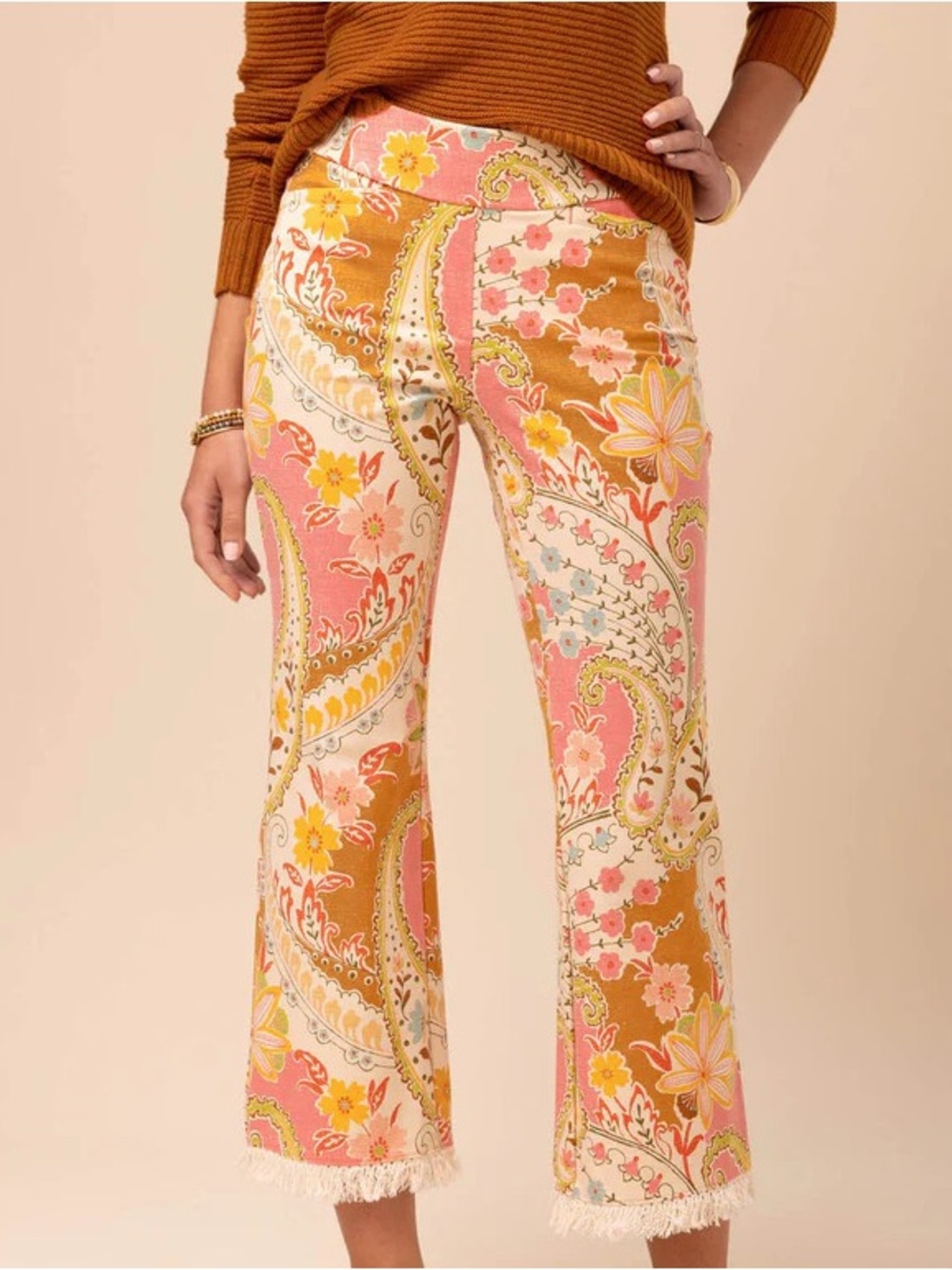Mercer House Paisley Maren Kick Flare Fringe Pant MED